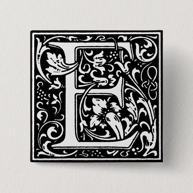 Renaissance Style Alphabet Letter E - Pin (Front)