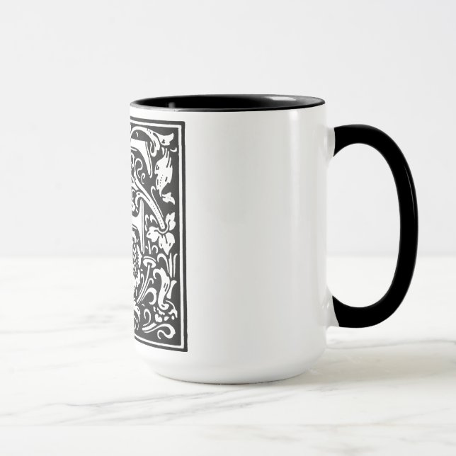 Renaissance Style Alphabet Letter F On Mug (Right)