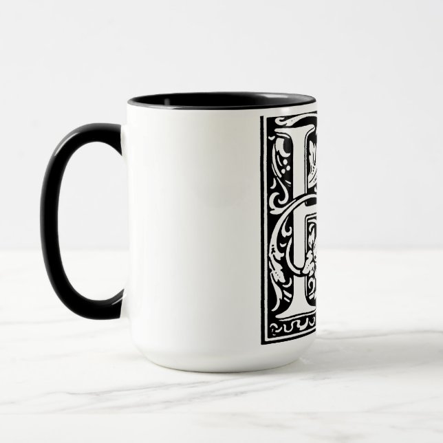 Renaissance Style Alphabet Letter H On Mug (Left)
