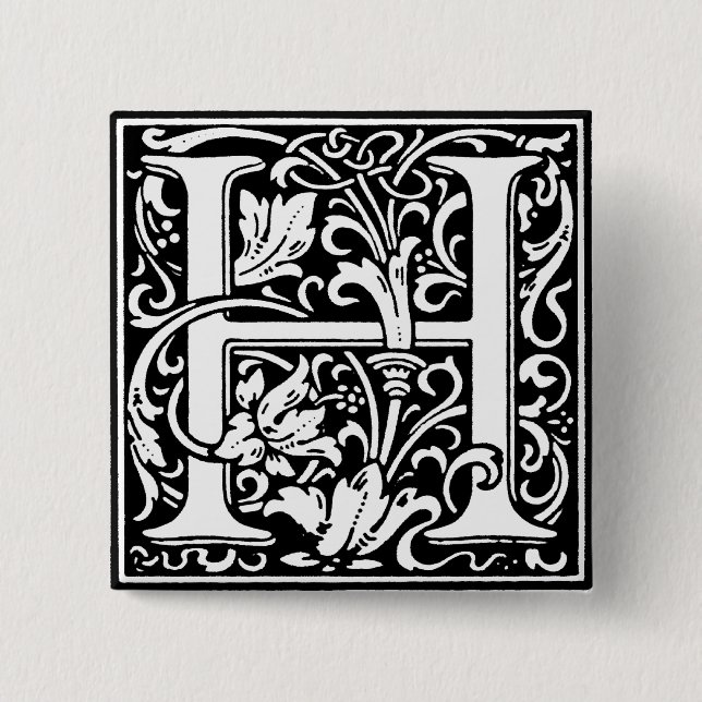 Renaissance Style Alphabet Letter H - Pin (Front)