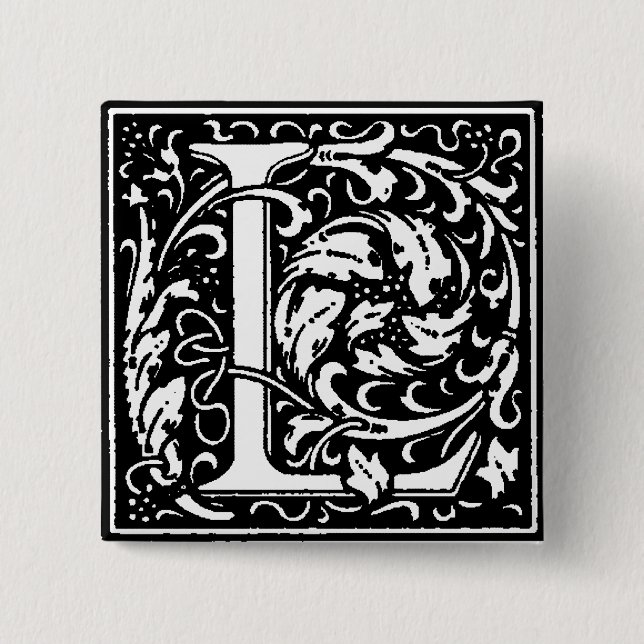 Renaissance Style Alphabet Letter L - Pin (Front)