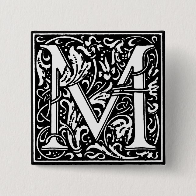 Renaissance Style Alphabet Letter M - Pin (Front)