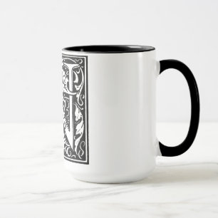Renaissance Style Alphabet Letter N On Mug