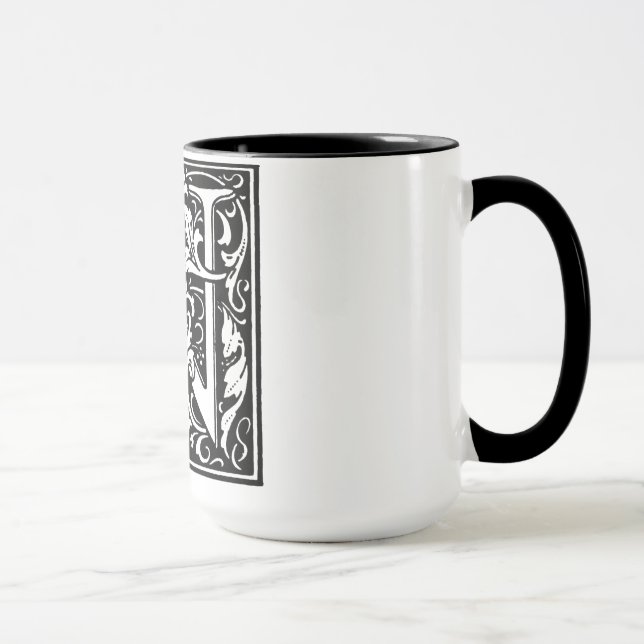 Renaissance Style Alphabet Letter N On Mug (Right)