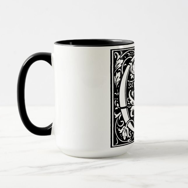 Renaissance Style Alphabet Letter O On Mug (Left)