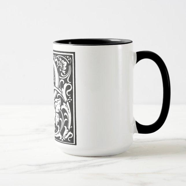 Renaissance Style Alphabet Letter P On Mug (Right)