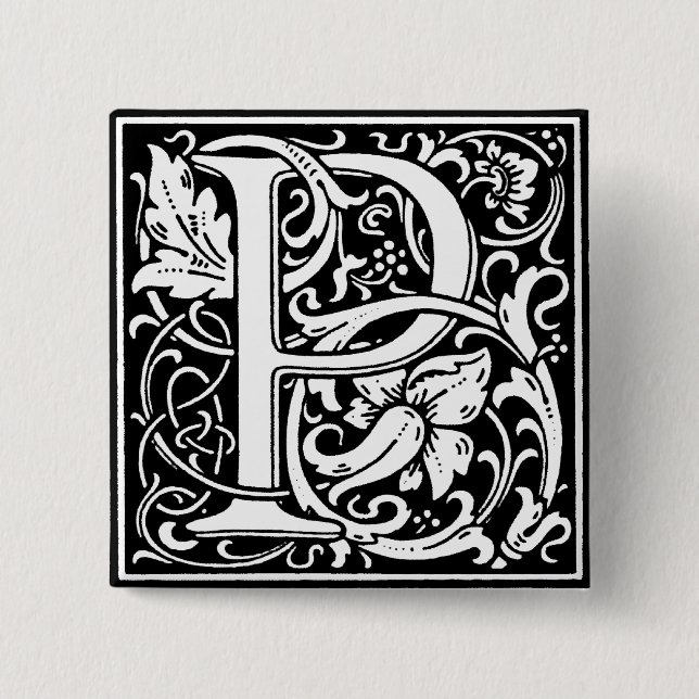 Renaissance Style Alphabet Letter P - Pin (Front)