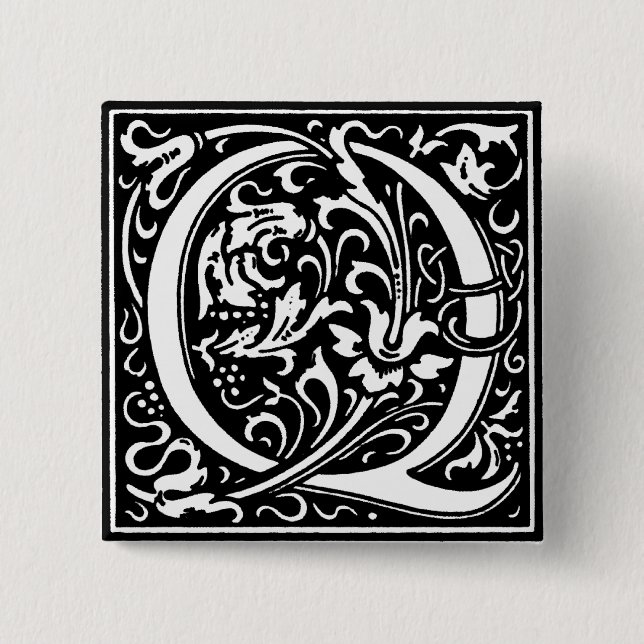 Renaissance Style Alphabet Letter Q - Pin (Front)
