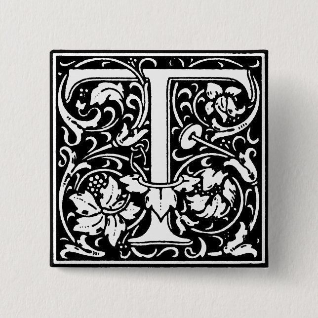 Renaissance Style Alphabet Letter T - Pin (Front)