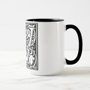 Renaissance Style Alphabet Letter W On Mug