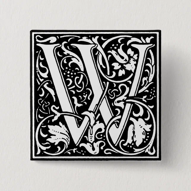 Renaissance Style Alphabet Letter W - Pin | Zazzle