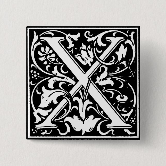 Renaissance Style Alphabet Letter X - Pin (Front)