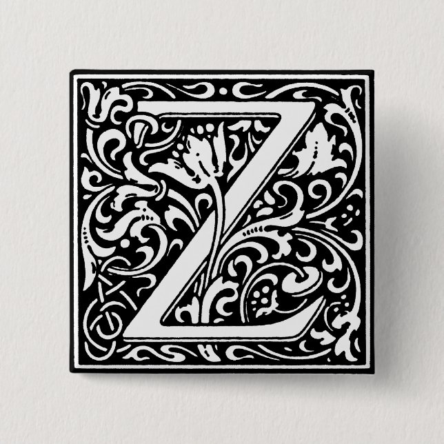 Renaissance Style Alphabet Letter Z - Pin (Front)