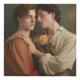 Renaissance style portrait of two men in love faux canvas print