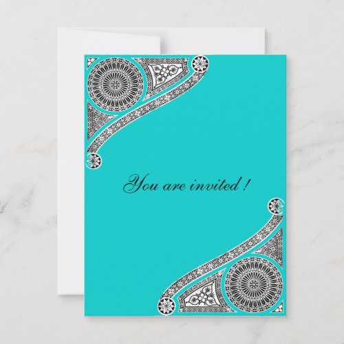 RENAISSANCE Teal Aqua BlueTurquase Invitation