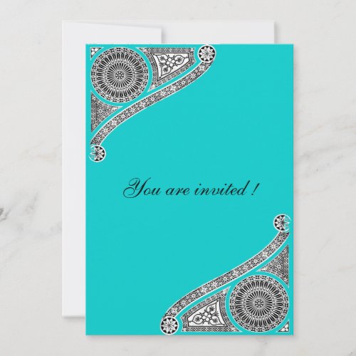 RENAISSANCE Teal Aqua BlueTurquase Invitation