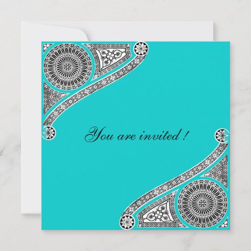 RENAISSANCE Teal Aqua BlueTurquase Invitation