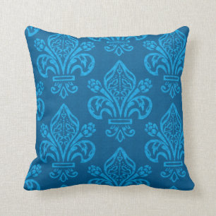Renaissance Teal Green Fleur de Lys Elegant Throw Pillow