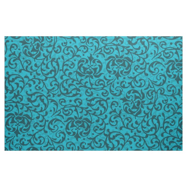 Renaissance Turqouise Floral Damask Fabric (Fat Quarter)