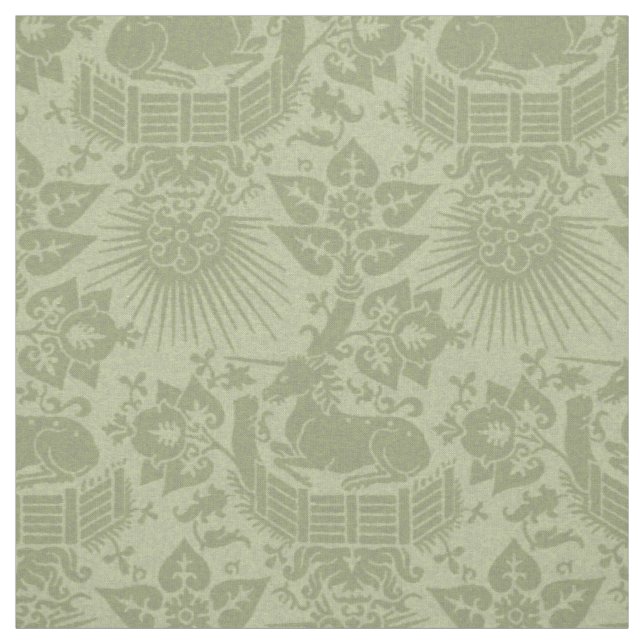 Renaissance Unicorn Garden, Spring Green Fabric (Swatch)