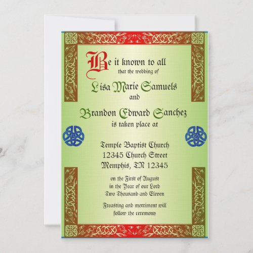 Renaissance Wedding Invitaiton Custom Invite