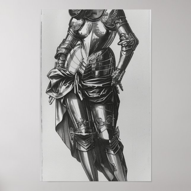 Renaissance Woman in Drapery and Plate Armor Poste Poster (Front)