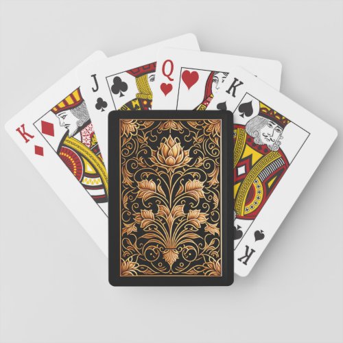 Renaissance Woodcut Thistle on Black Background Playing Cards