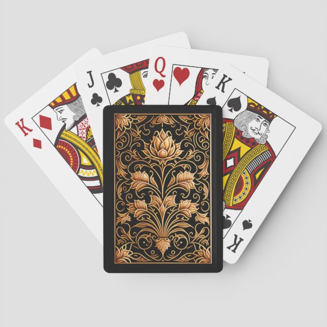 Renaissance Woodcut Thistle on Black Background Poker Cards (Back)