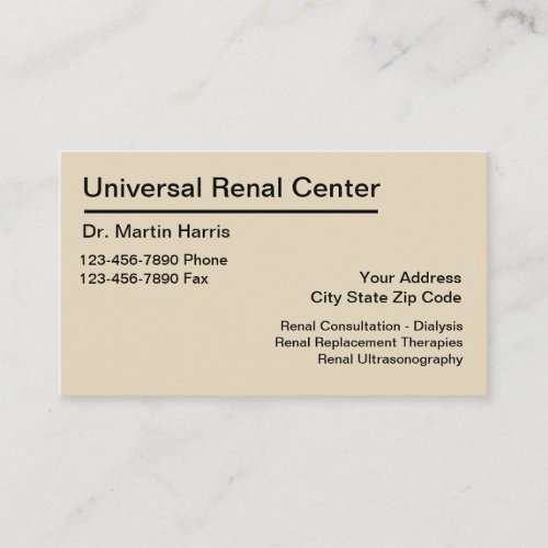 Renal Doctor Kidney Medical Services Business Card
