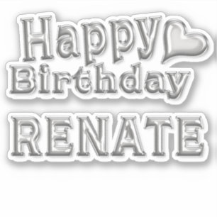Renate Happy Birthday silver sticker decals
