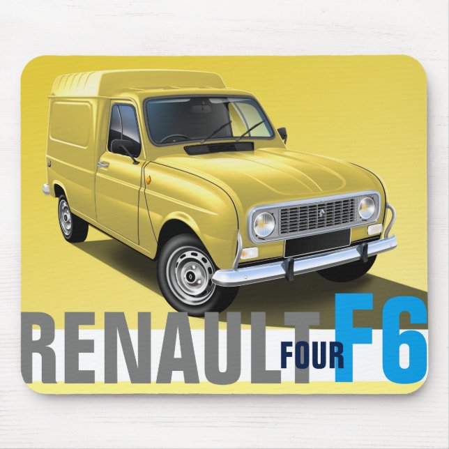 Renault R4 F6 Van illustrated Mouse Mat (Front)