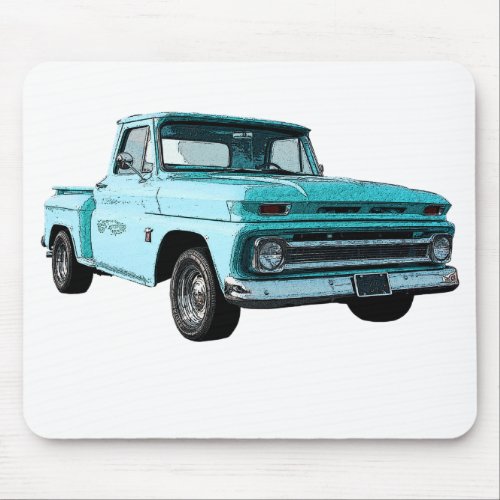Rendering of a blue 1964 Chevy pick up Mouse Pad
