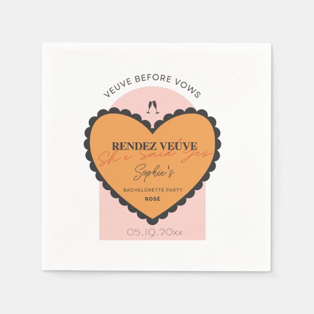 Rendez Veuve Cocktail Napkins Veuve Before Vows (Front)