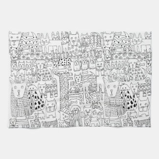 rendy Black and White Dogs And Puppies Pattern Kitchen Towel