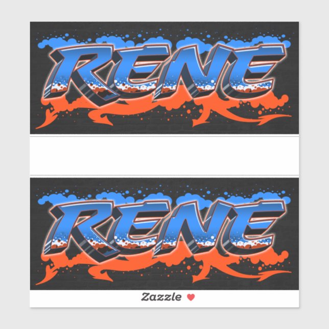 Rene First Name Graffiti Sticker (Sheet)