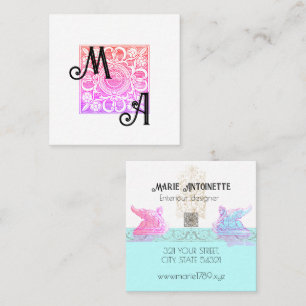 Reneaissance extravagant chic elegant square business card