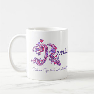 Renée or R initial name meaning pink art mug