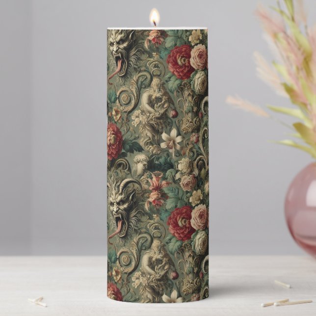 🩸 Renegade Harvest – Gothic Sanctum in Tapestry Pillar Candle (In Situ)