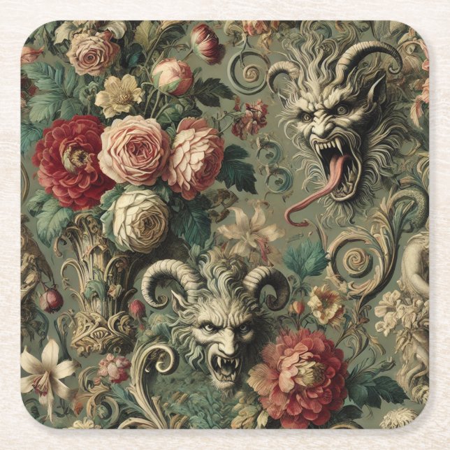 🩸 Renegade Harvest – Gothic Victorian Square Paper Coaster (Front)