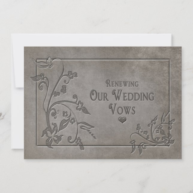 Renew/Wed. Vows Invitation- Gray Texture Invitation (Front)
