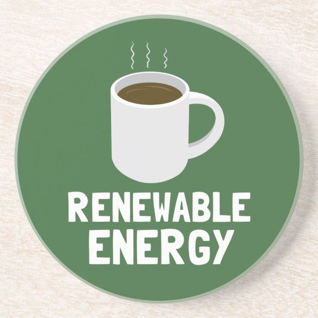 Renewable Energy Coffee Cup Sandstone Coaster (Front)
