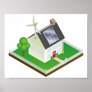 Renewable Energy Eco House with Solar Panels Poster