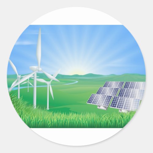 Renewable energy illustration classic round sticker