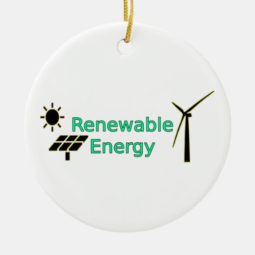 Renewable Energy Logo Solar Panels Wind Turbine Ceramic Ornament