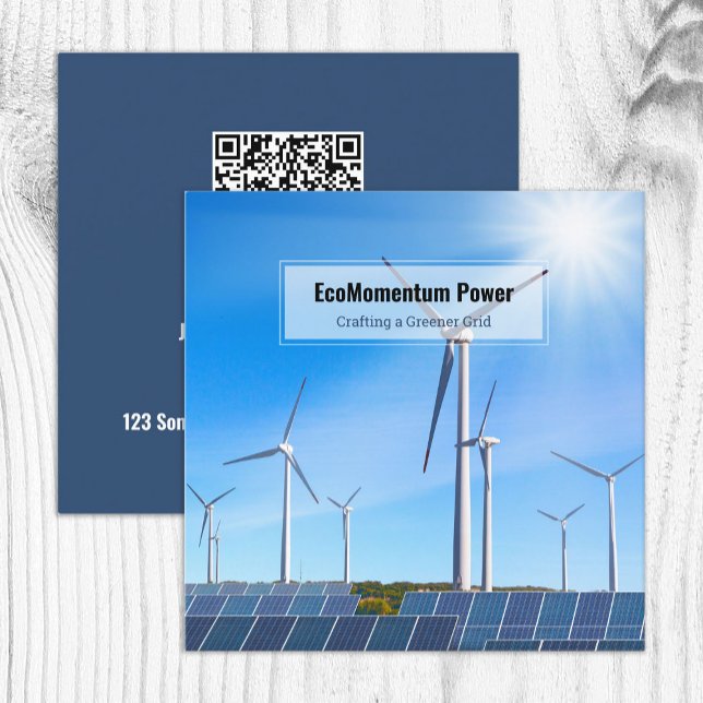 Renewable Energy QR Square Business Card (Renewable Energy QR Square Business Cards)
