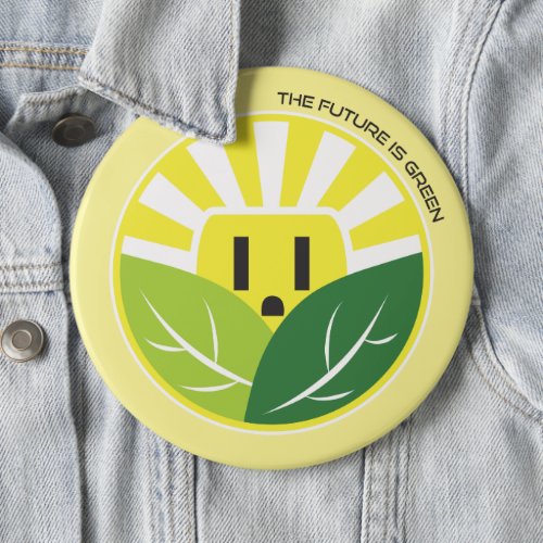 Renewable Energy Sunburst Plug Pinback Button