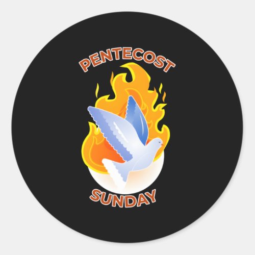 Renewal And Rebirth Flames Of Pentecost Dove Classic Round Sticker