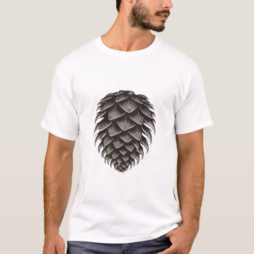 Renewal in Nature Pine Cone Outline T_Shirt
