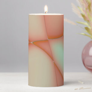 Renewed peach convex piece cutouts pillar candle