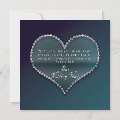 Renewing of Wedding Vows - Faux Diamond Heart Personalized Invitations